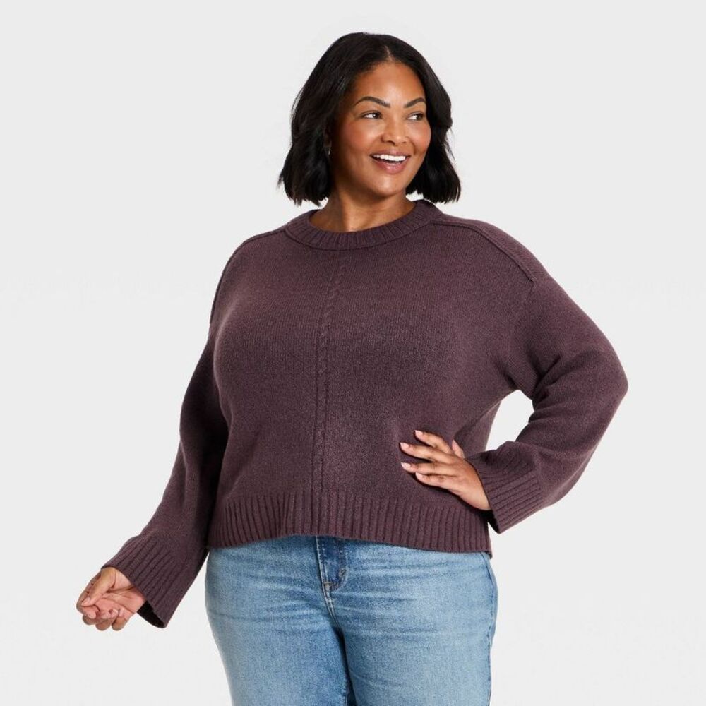 Women's Heritage Crewneck Pullover Sweater - Universal Thread Burgundy XXL